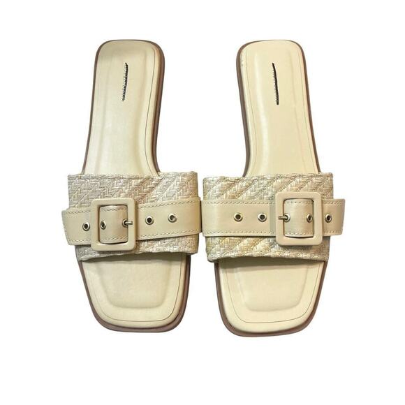 By Anthropologie Buckle Slide Sandals Size 41 US 10.5 - 11 Color Light Sands NEW - Picture 7 of 11